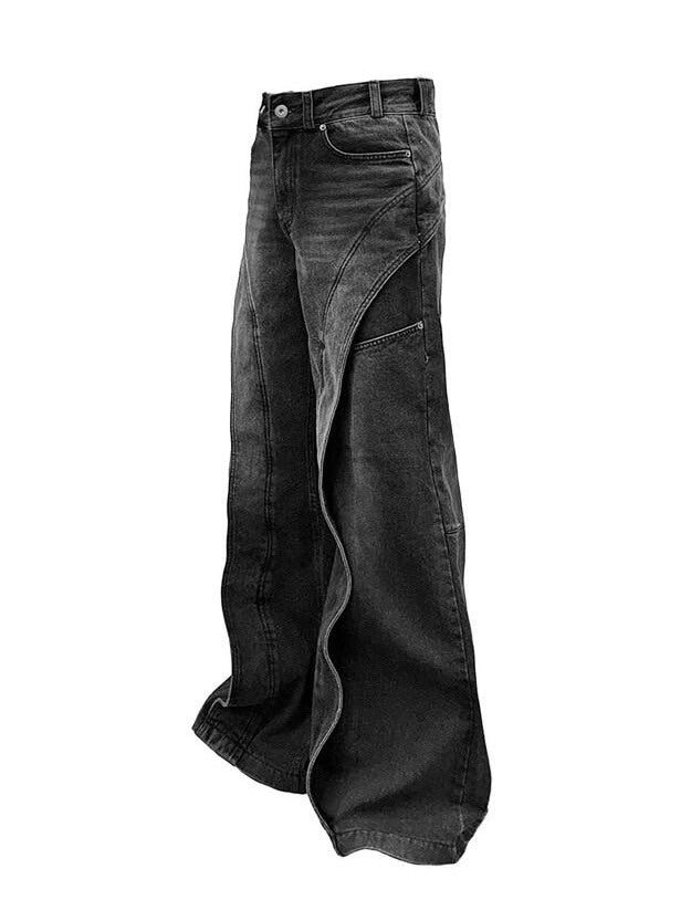 【IFEELLUCKY】Wide flare placket pants / 【アイフィールラッキー】ワイドフレアプラケットデニムパンツ