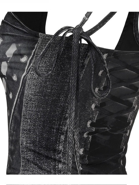 【NACHE】RACE UP PRINTED SLEEVELESS