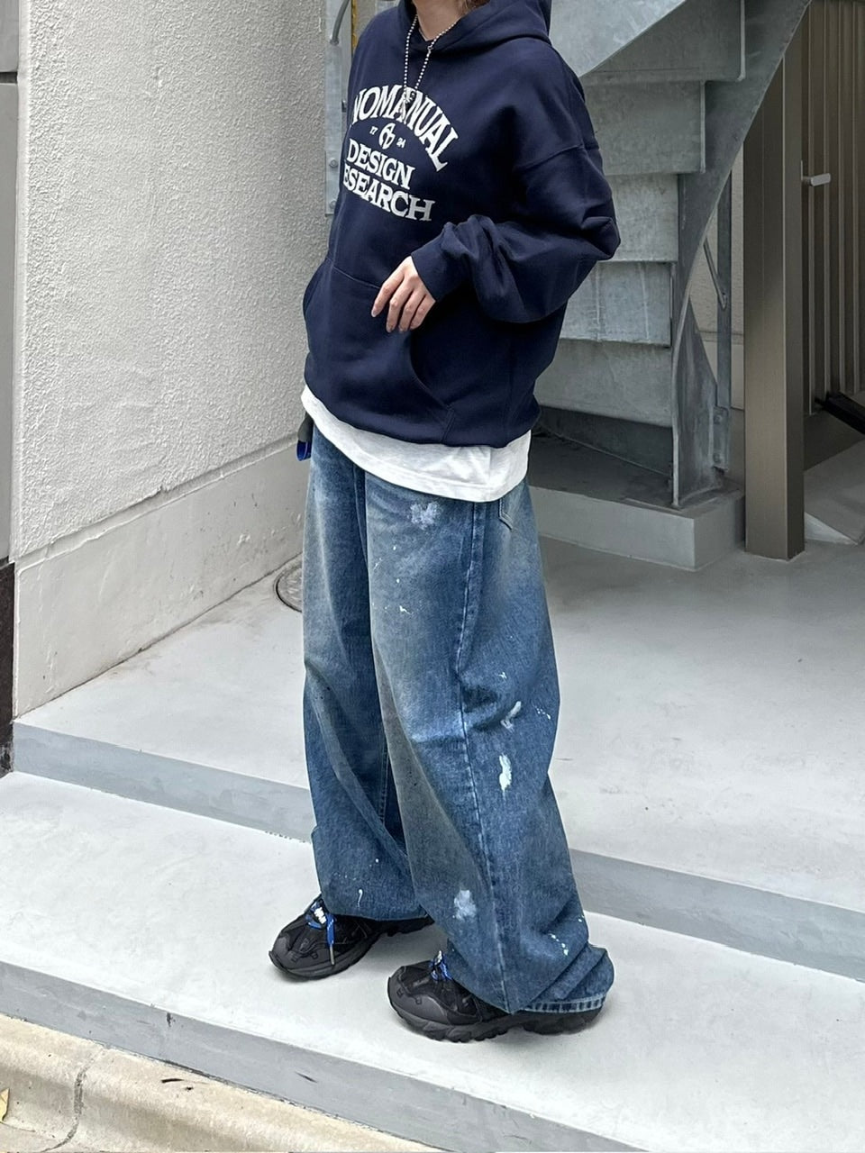 受注制【Chikashitsu +】painted buggy denim pants / 【チカシツプラス】ペイントバギーパンツデニムパンツ