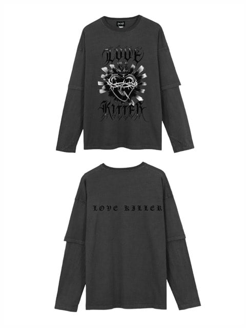 【LOVE KILLER】Killer heart barbed wire layered Long T