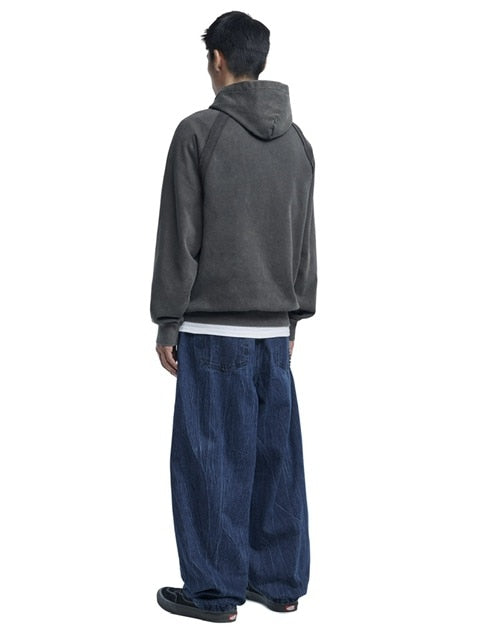 【NOMANUAL】R.S RAW EDGE HOODIE / 【ノーマニュアル】ローエッジ長袖パーカー