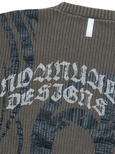 【NOMANUAL】OVERDYED TRIBAL KNIT SWEATER / 【ノーマニュアル】オーバーダイトライバルニット長袖セーター