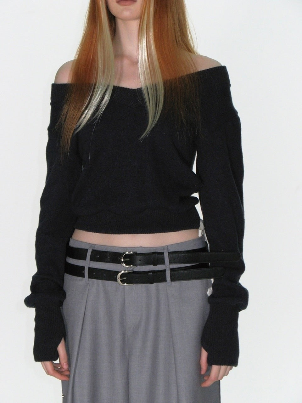 【CRANK】RIBBON WARMER V-NECK KNITWEAR