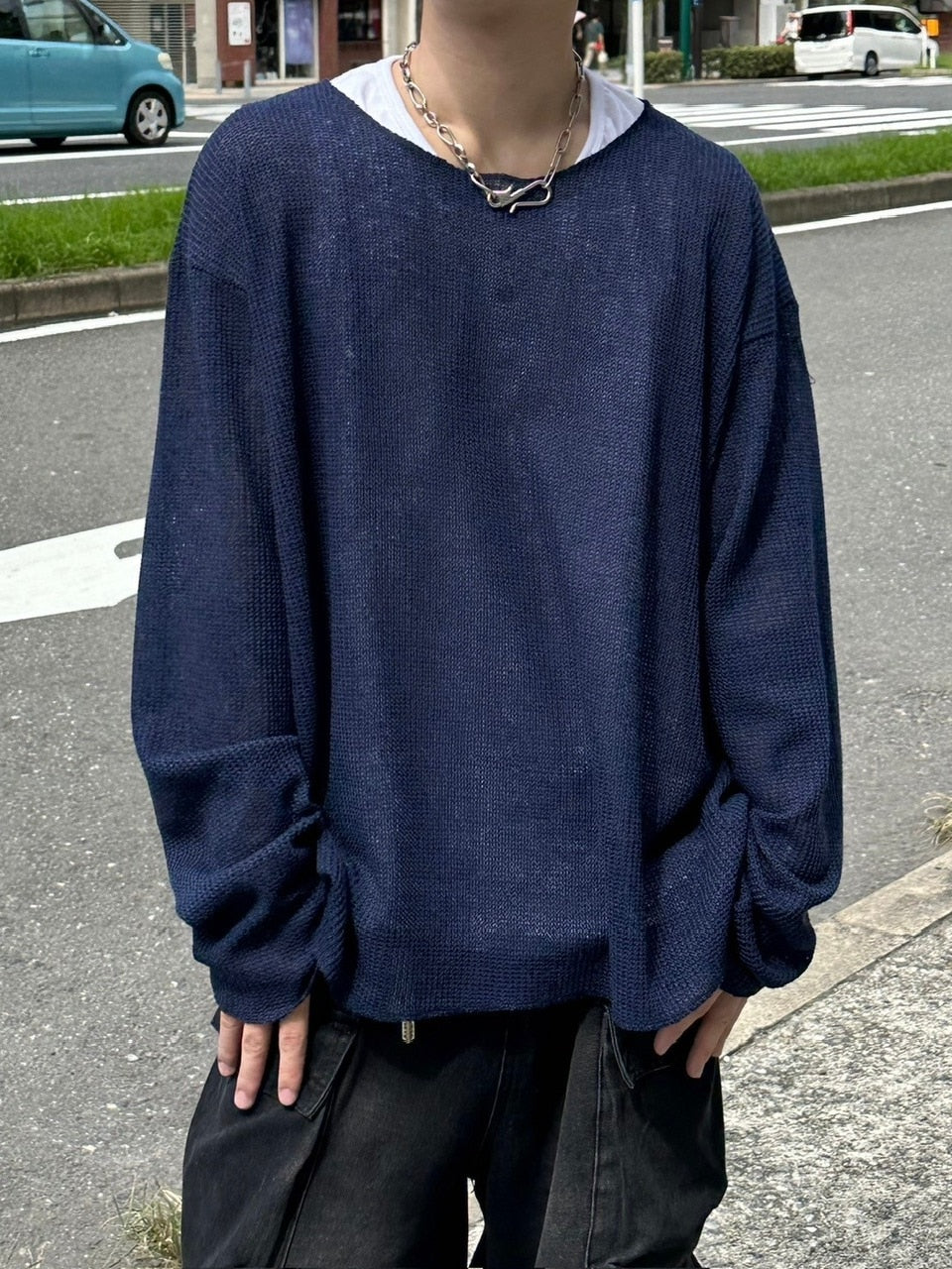 受注制【Chikashitsu +】wide neck light knit (4color)