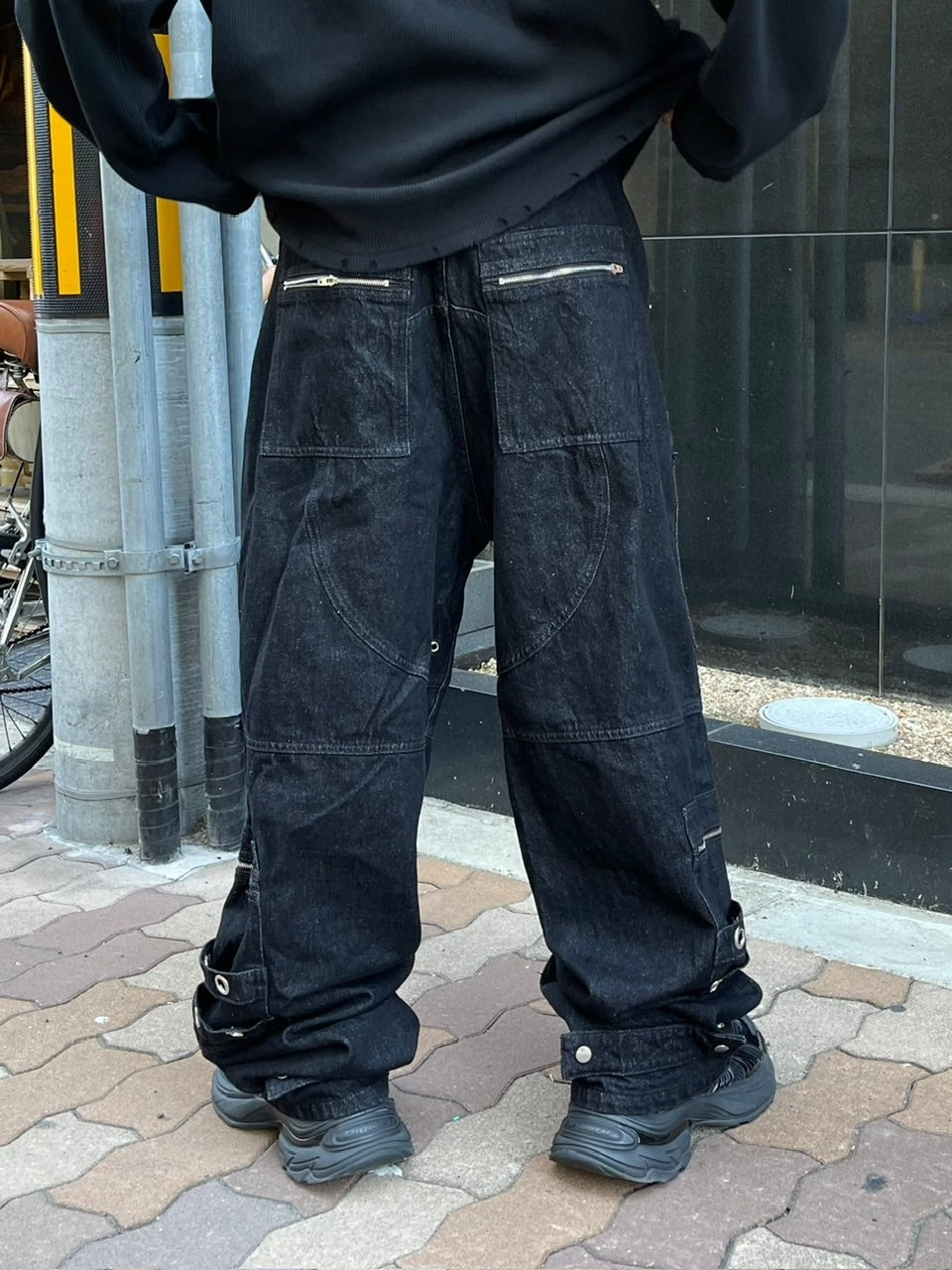 受注制【Chikashitsu +】steel ring denim cargo pants
