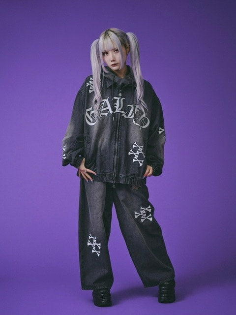 【GALFY】骨骨カラーデニムパンツ