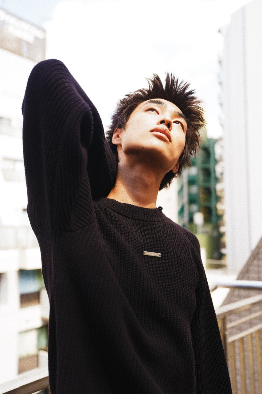 【CS】mock neck damage knit (black)