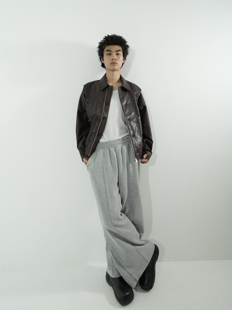 【CS】multi vegan leather blouson (brown)