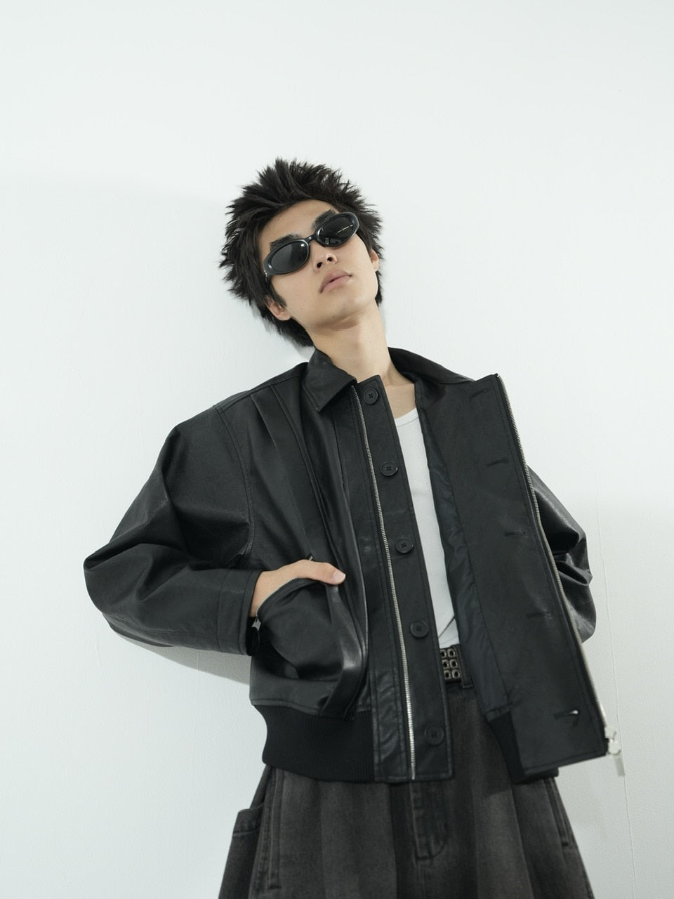 【CS】multi vegan leather blouson (black)
