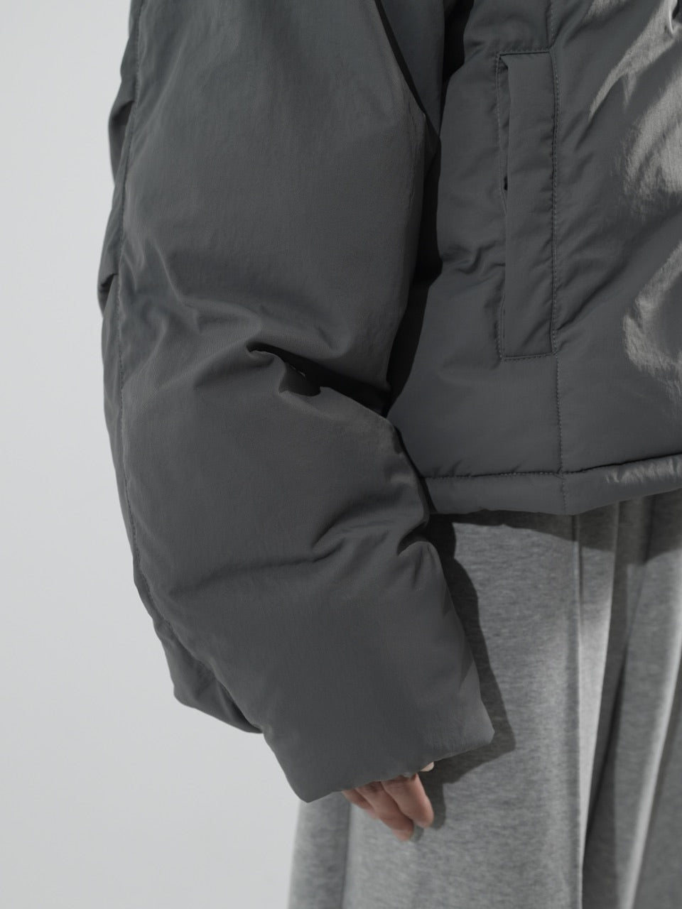 【CS】2way cropped puffer jacket (charcoal)