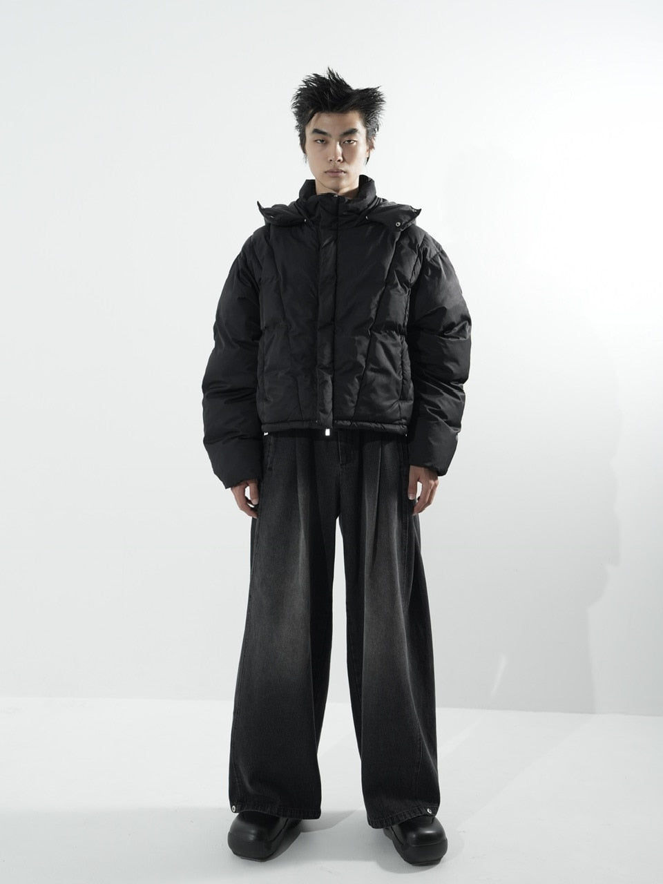 【CS】2way cropped puffer jacket (black)