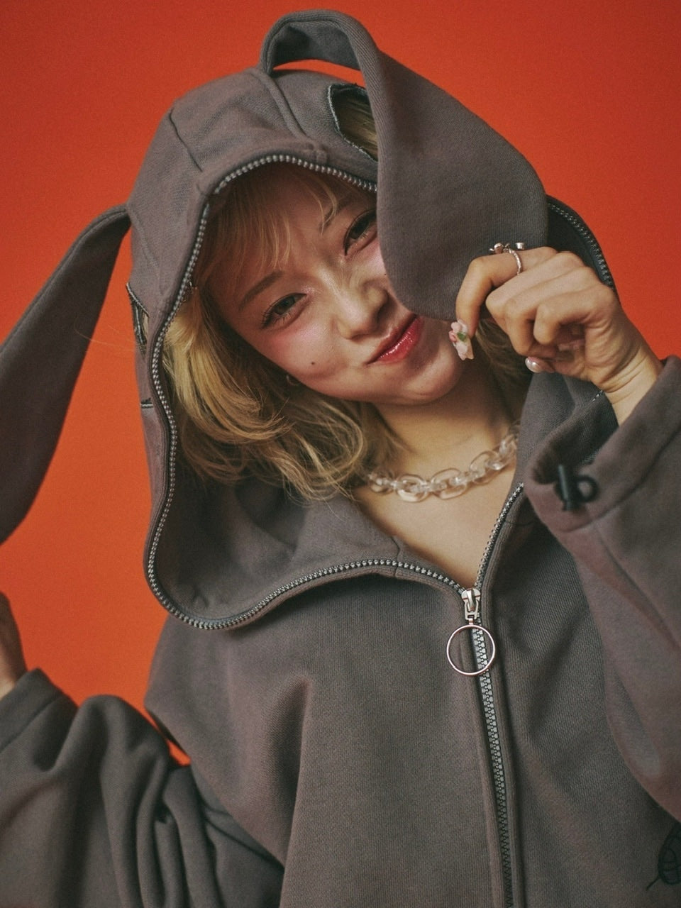 【GALFY】反戦パーカー / 【ガルフィー】ロゴ長袖耳付きパーカー