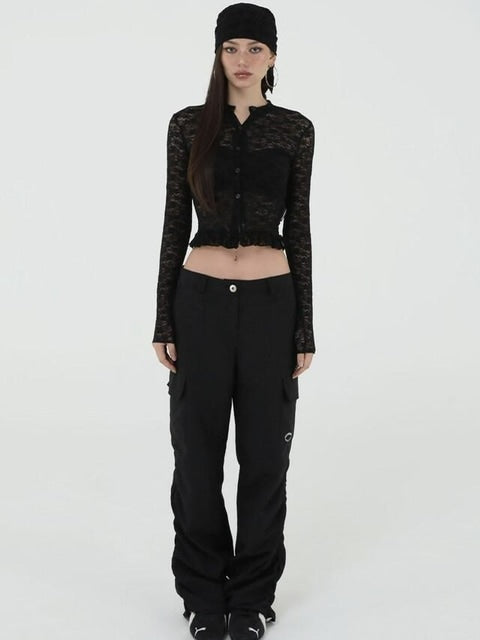 【Uglyshadow】LACE FRILL CARDIGAN / 【アグリーシャドウ】レースフリル長袖カーディガン