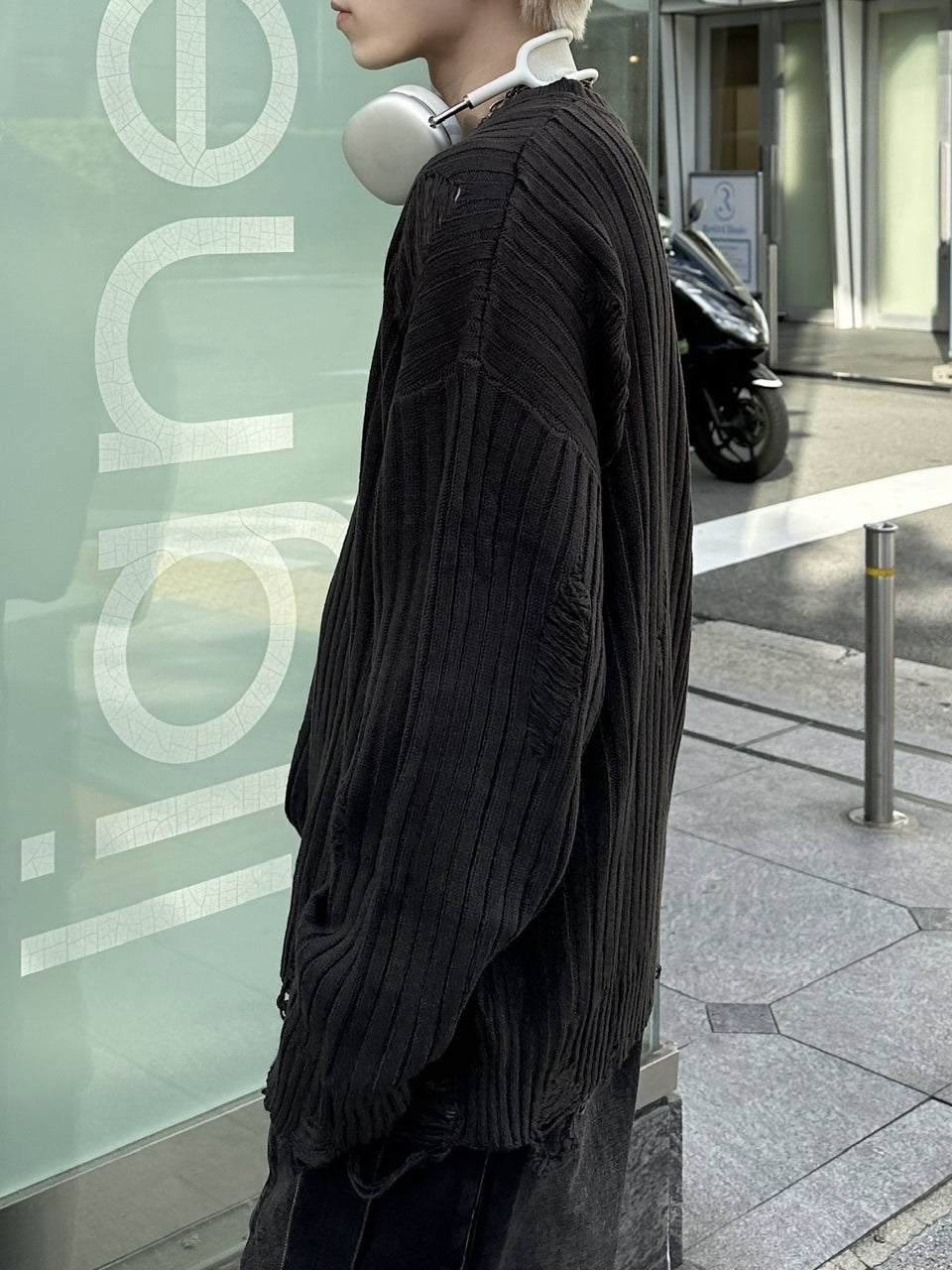 大阪店WEB限定【Chikashitsu +】overfit damage knit (3color)