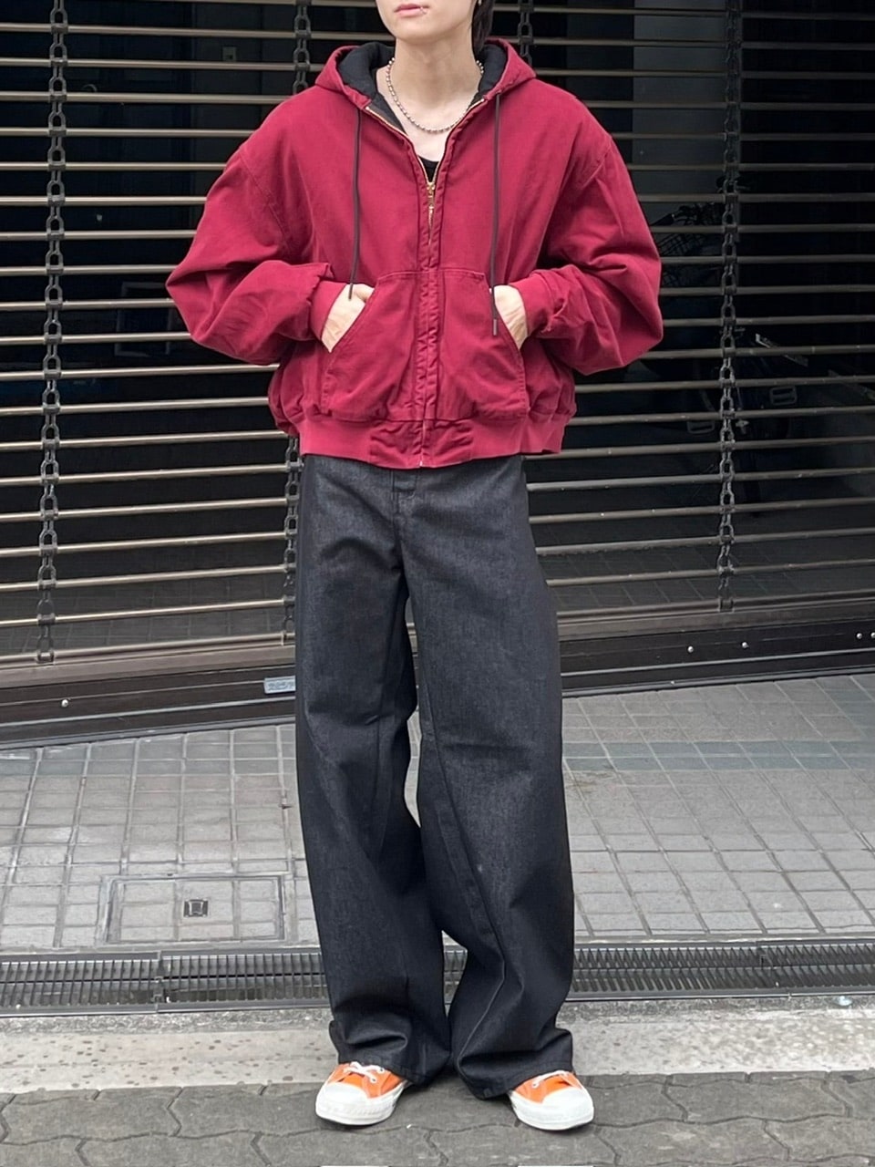 受注制【Chikashitsu +】cropped hooded work blouson (2color) / 【チカシツプラス】クロップドフードジップアップパーカーワーク長袖ブルゾン