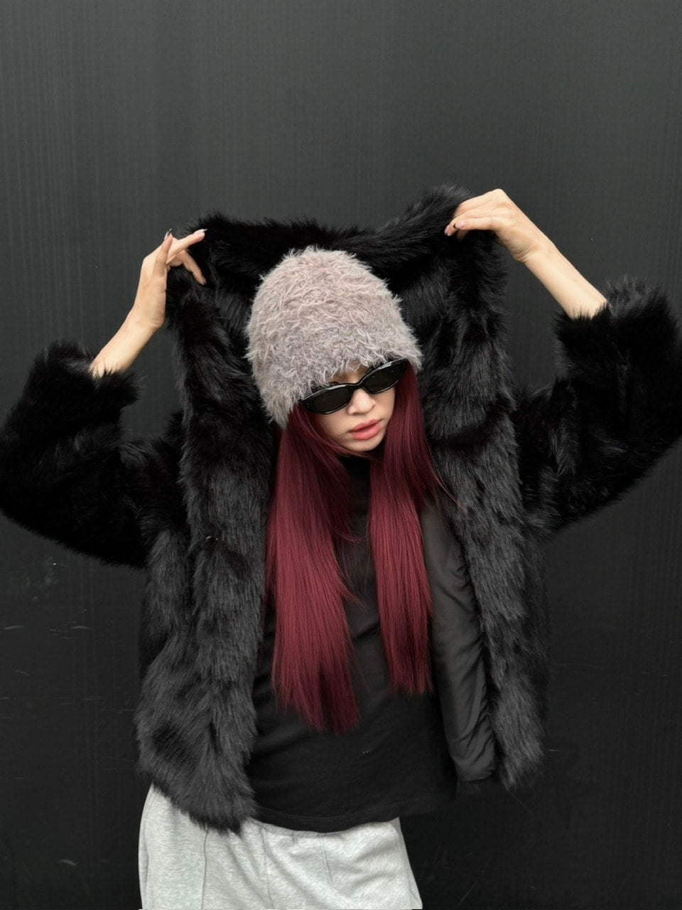 受注制【Chikashitsu +】volume fur beanie (4color)