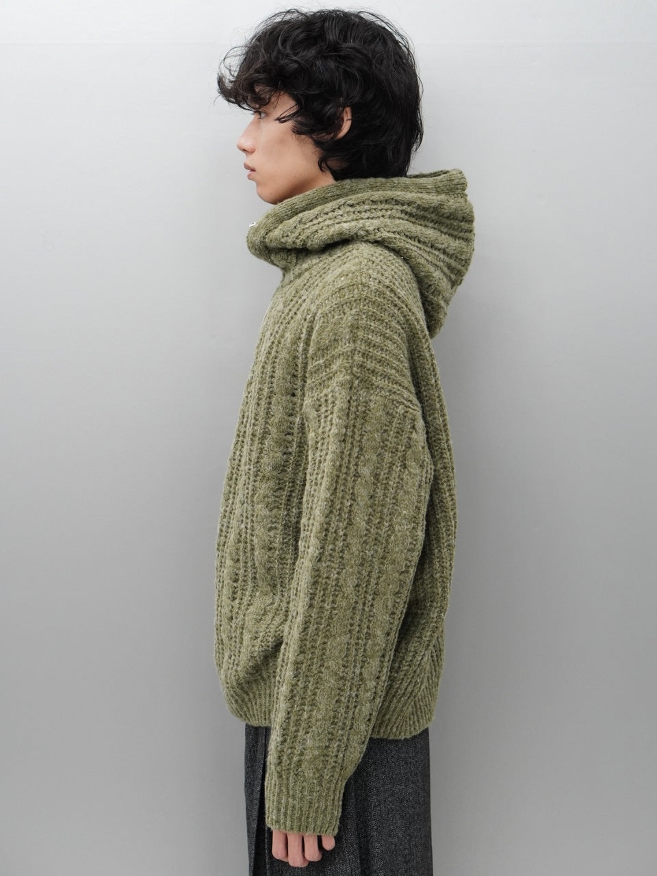 東京店WEB限定受注制【Chikashitsu +】balaclava half zip knit hoodie (3color)