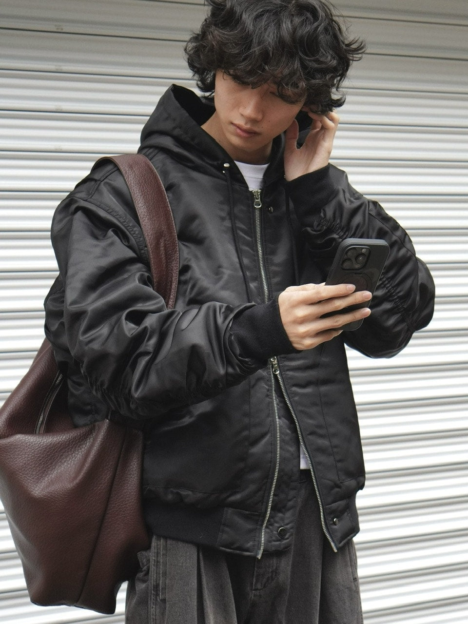 東京店WEB限定【Chikashitsu +】hooded bomber jacket (2color