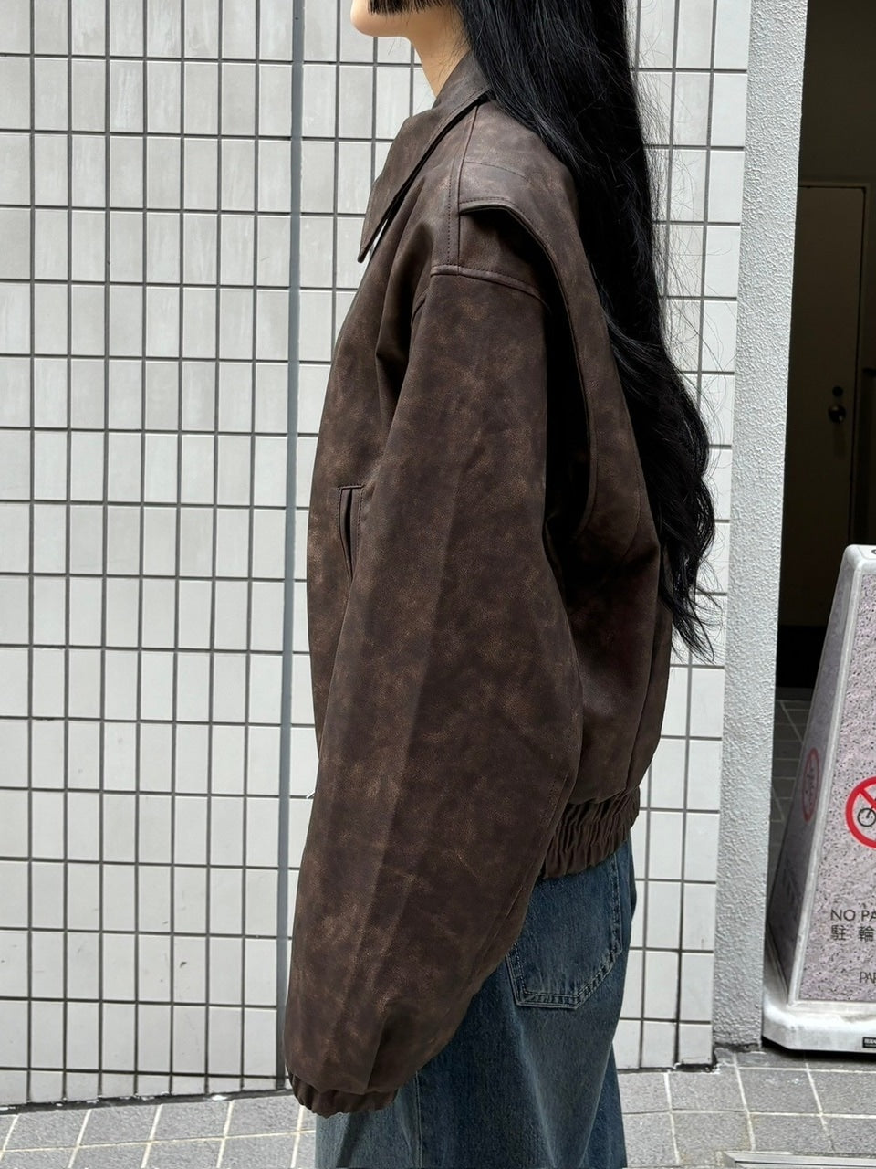 受注制【oaks】fake leather jacket (2color) / 【オークス】フェイクレザージャケット