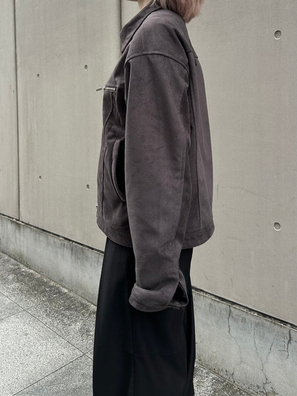 受注制【Chikashitsu +】fake suede zipper blouson (3color) /【チカシツプラス】フェイクスエードスナップボタン＆ジッパーブルゾン