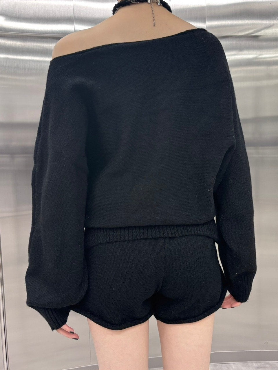 【nmtc +】one shoulder knit and shorts set (4color)