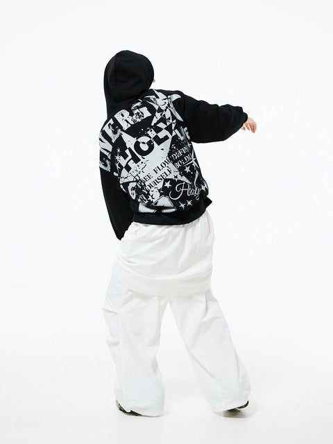 【HOLY NUMBER 7】Oversized Hip Hop fit Star Overgraphic Hoodie