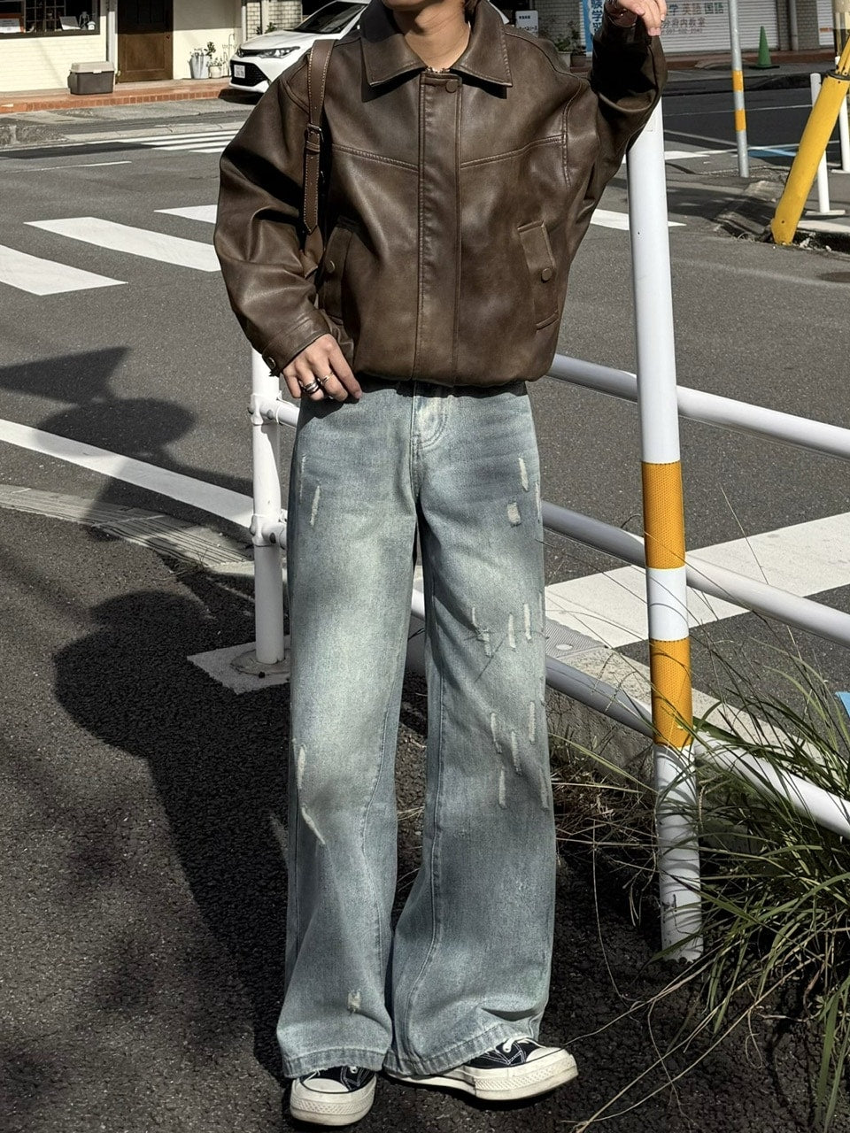 国際配送【RENOL】damage denim wide pants