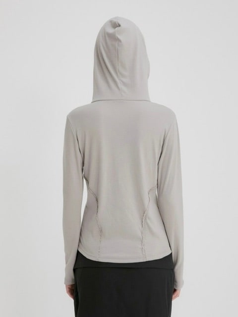 【FLAREUP】Button Up Lace Hoodie / 【フレアアップ】ボタンアップレースフードロングTシャツ