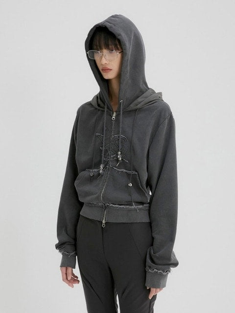 【FLAREUP】Layered Zip Hoodie / 【フレアアップ】レイヤードジップパーカー