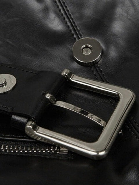 【NOT KNOWING】Black Moto Hobo Bag (LEATHER)
