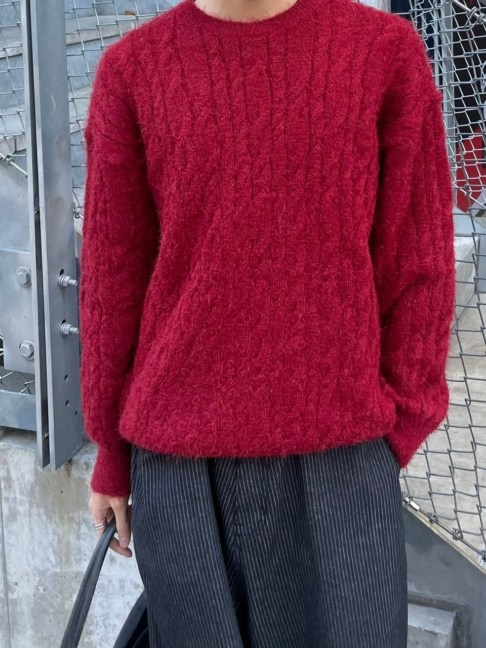 受注制【Chikashitsu +】angora like cable knit (3color)