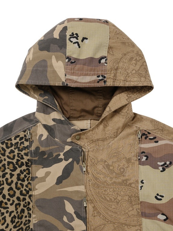 【AJOBYAJO】Camouflage Zip-Up Hooded Jacket