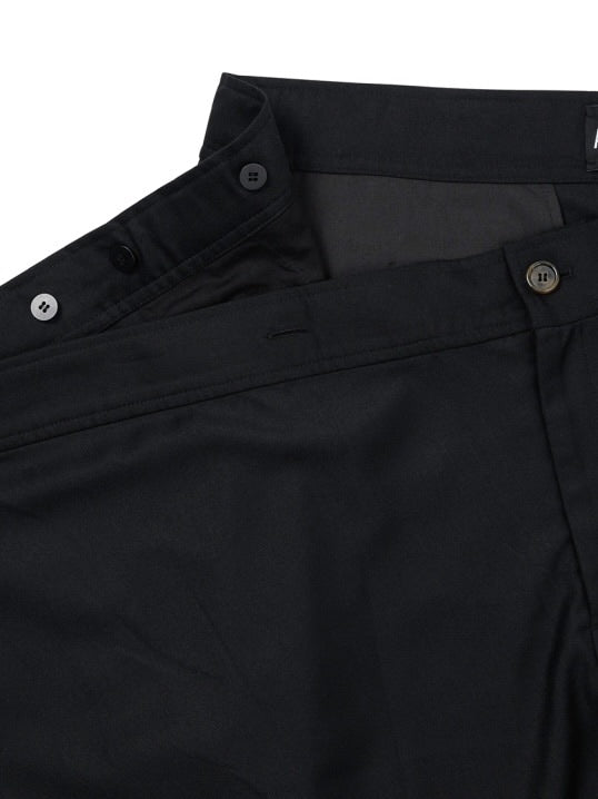 【AJOBYAJO】Wool Blend Asymmetrical Long Skirt Pants