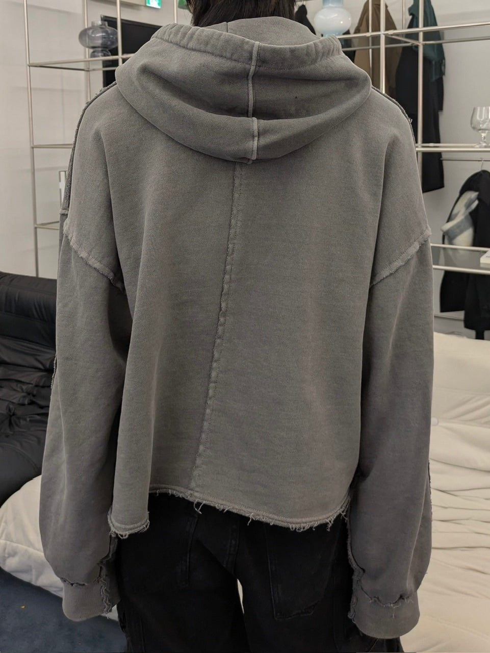 受注制【LUV CODE】pigment cropped zip up hoodie (2color)