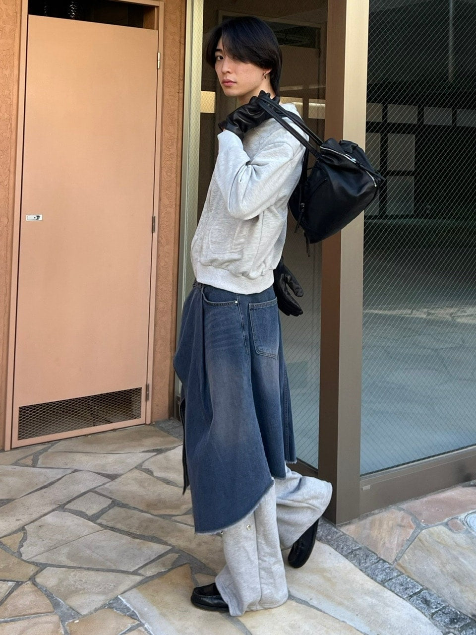 受注制【Chikashitsu +】wrapping design denim skirt (2color)