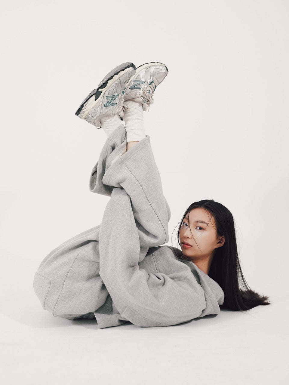 【CS】cropped double zip hoodie (gray)