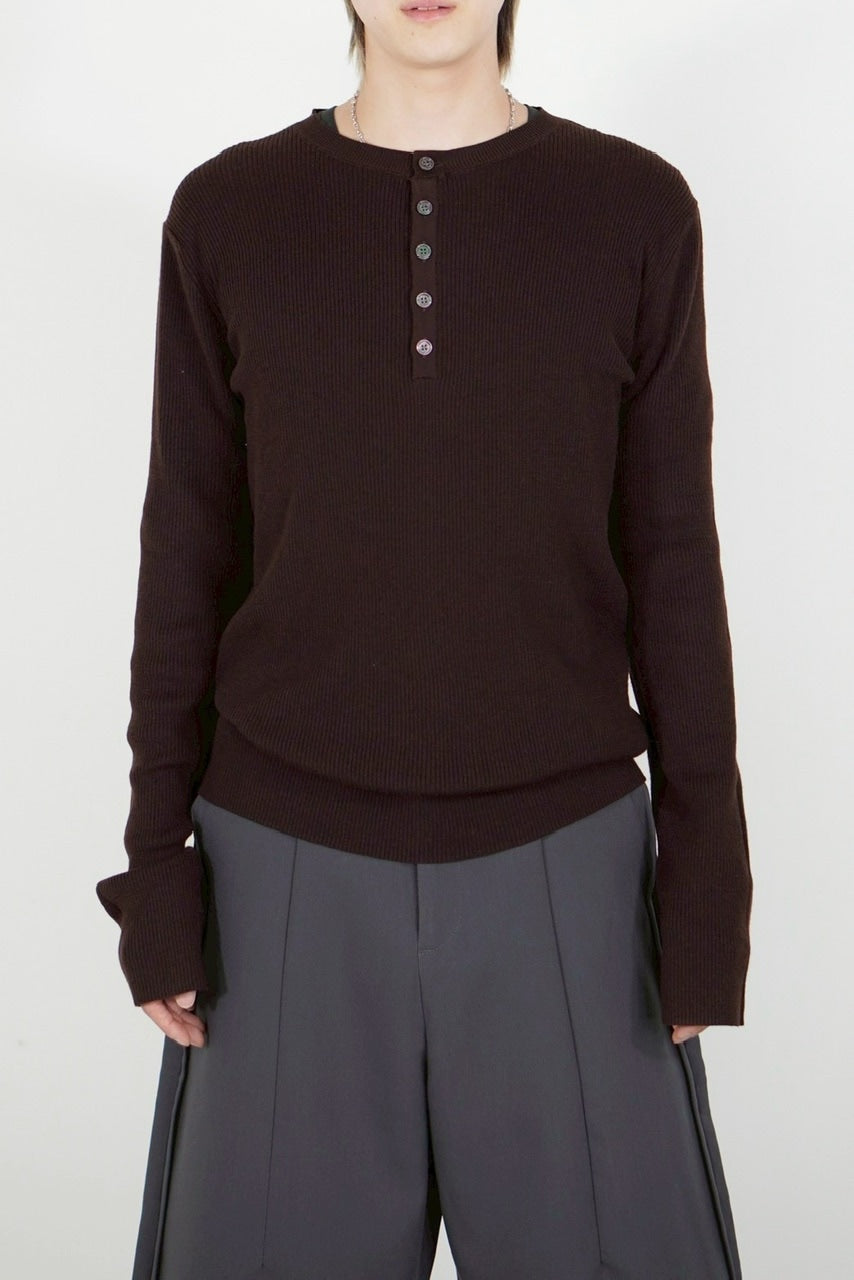 【Chikashitsu +】henry neck long sleeve knit (4color)