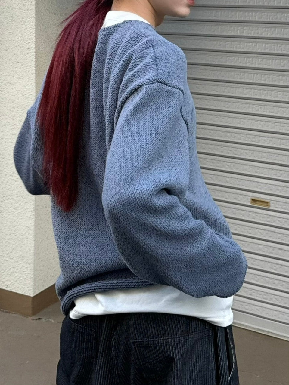 受注制【Chikashitsu +】loose fit round knit (4color)