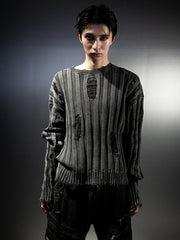 【DIG YOUR OWN GRAVE】PIGMENT DAMAGE KNIT / 【ディグユアオウングレイブ】ピグメントダメージ長袖ニット