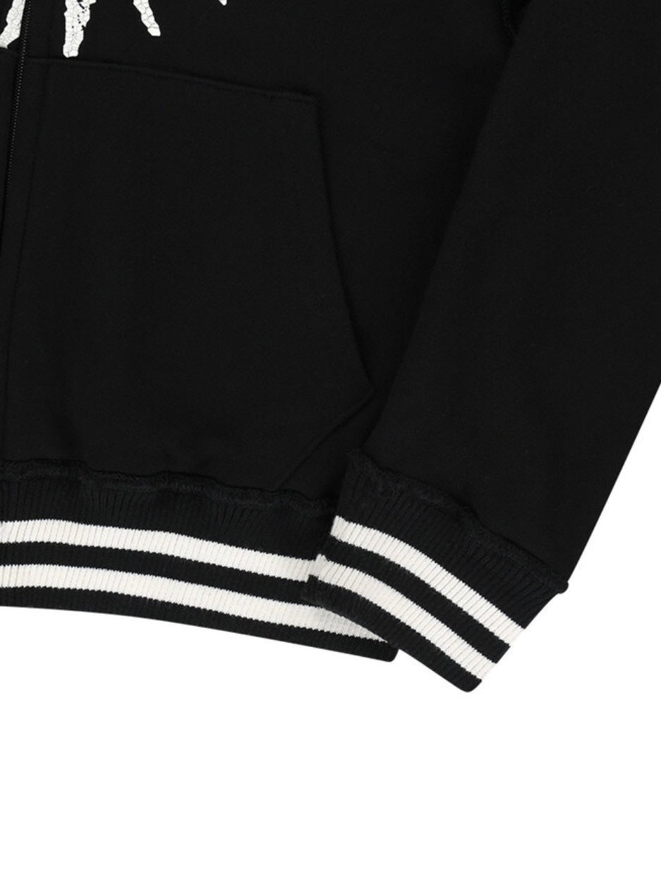 【AAKAM】Cracked Sun Zip-Up Hoodie