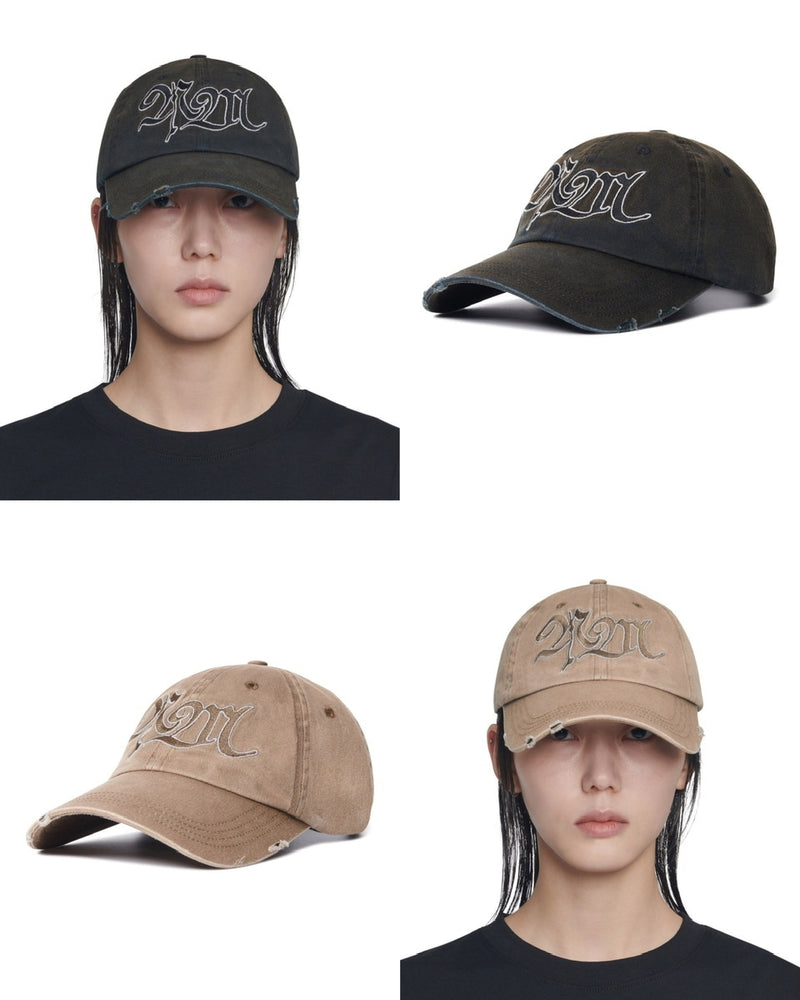 【NOMANUAL】BLEACHED NM LOGO BALL CAP