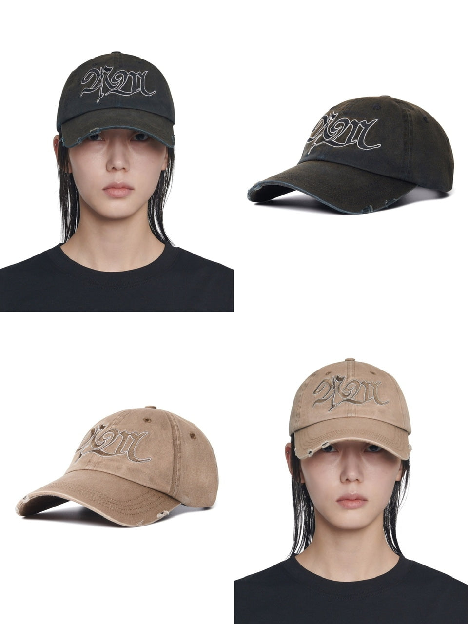 【NOMANUAL】BLEACHED NM LOGO BALL CAP
