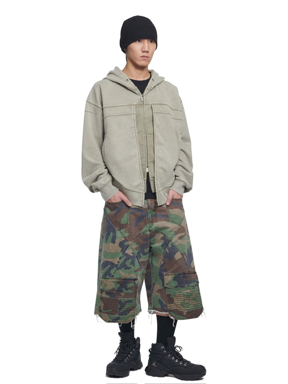 【NOMANUAL】VINTAGE LAYER HOODED ZIP-UP / 【ノーマニュアル】ビンテージレイヤードジップアップパーカー