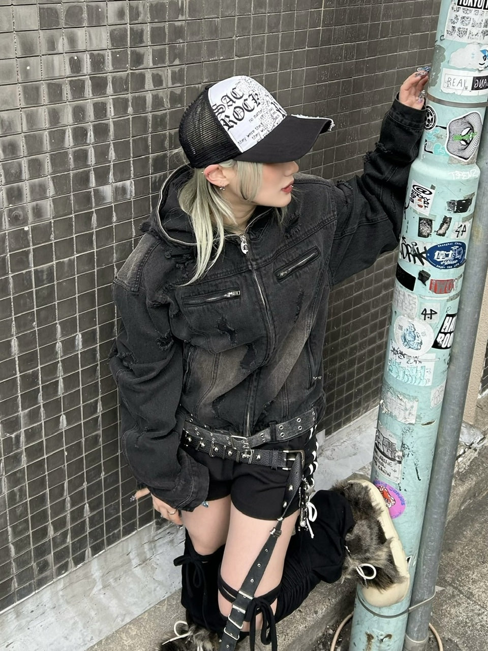 受注制【Never mind the XU】rhinestone cross cap (2color)