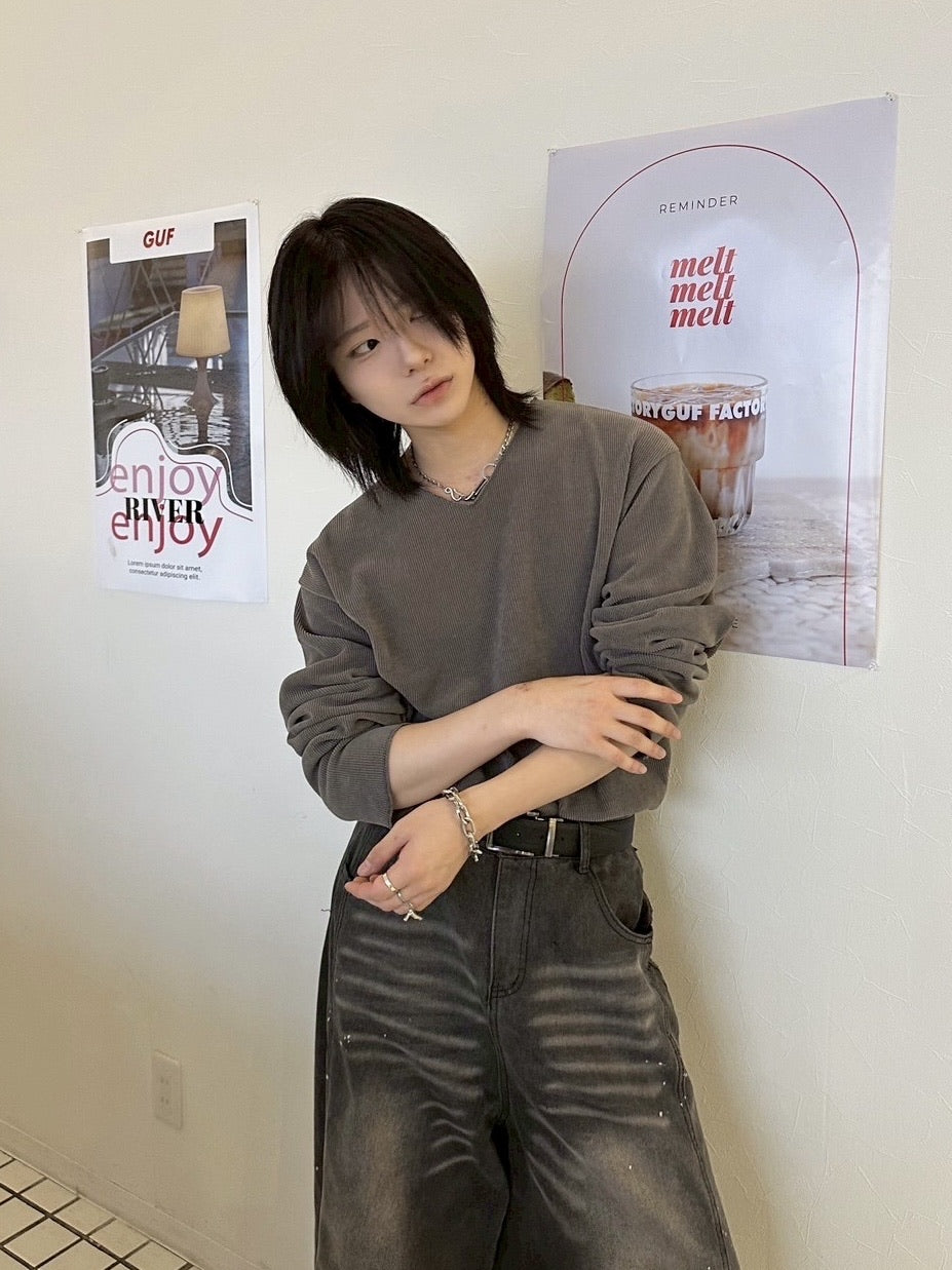 【LUV CODE】v neck rib knit (3color)