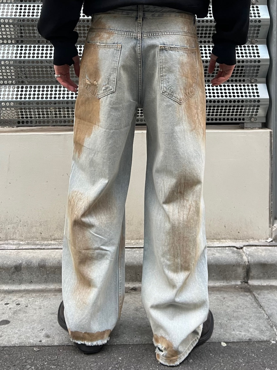 受注制【Chikashitsu +】bloody wash damage denim pants / 【チカシツプラス】ウォッシングダメージデニムパンツ