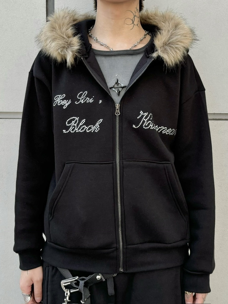 Never mind the XU】fur zip up hoodie (2color) – PRESSING WEB SHOP