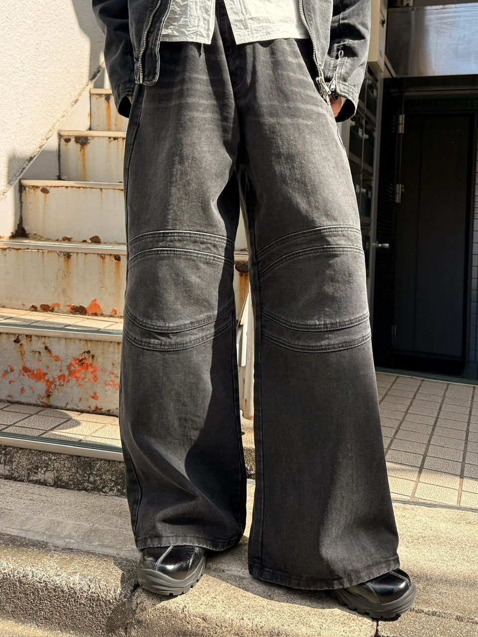 東京店WEB限定受注制【Chikashitsu +】biker denim pants