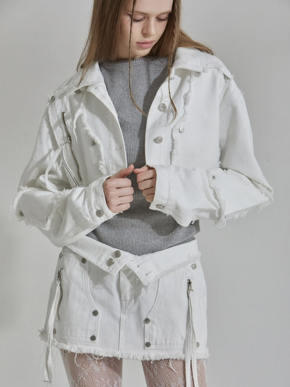 【GATELESS】FRINGE CROPPED DENIM JACKET