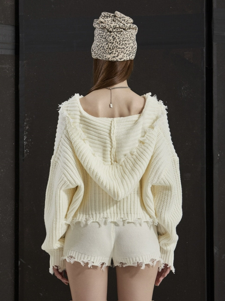 【GATELESS】RIB KNIT ZIP-UP HOODIE